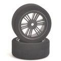 Contact RC J13773 1/10 Foam Front Tires 26mm 37Shore JAP Black Carbon Wheels (2)