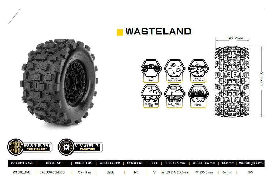Powerhobby Wasteland 1/5 Belted Tires (2) FOR Traxxas X-Maxx Arrma Losi DBXL-E
