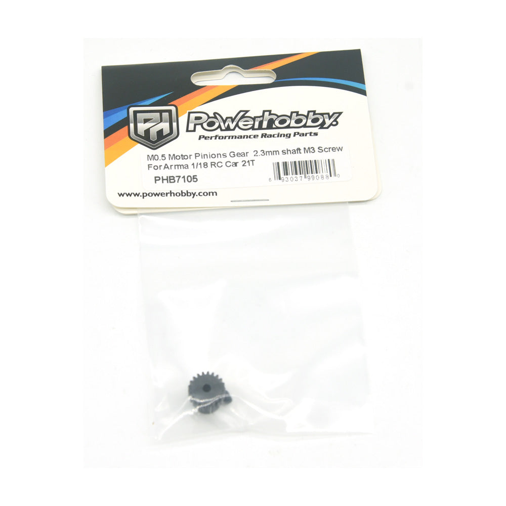 Powerhobby Mod 0.5 2.3mm Bore 21T Pinion Gear Fits Arrma Grom