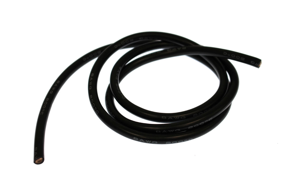 8AWG Gauge Silicone Wire, 3' Black