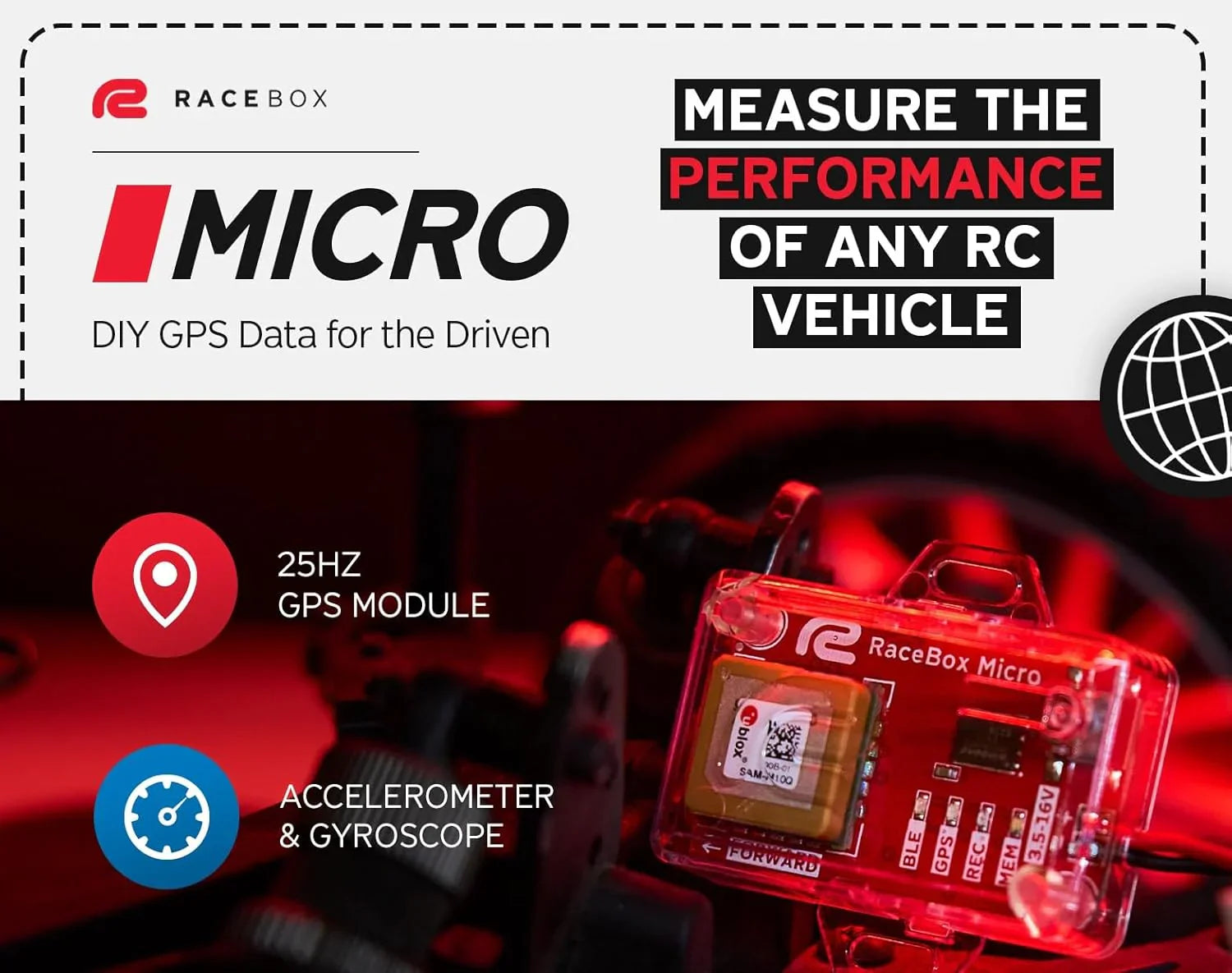 RaceBox Micro 25Hz GPS DIY Kit Standalone Vehicle Performance Tracker High Precision Accelerometer Gyroscope