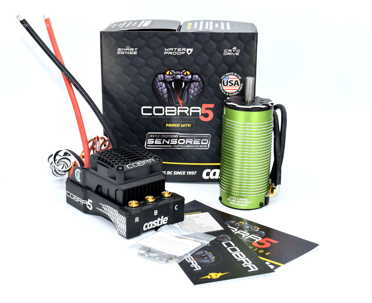 Castle Creations Cobra 5 8S 33.6V ESC 20A PEAK BEC w/1721-1260KV Combo