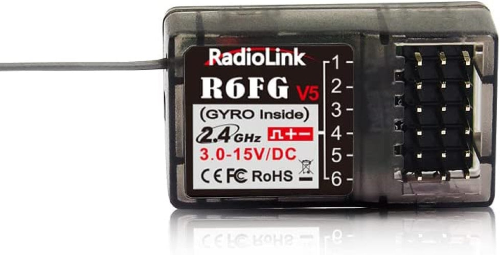 RadioLink R6FG 6 Channels 2.4GHz RC Receiver w Gyro Surface Long Range Control
