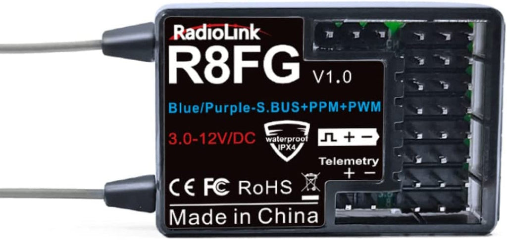 RadioLink 2.4Ghz R8FG v2.0 8 Channels Gyro Receiver w Voltage Telemetry Long Range Control