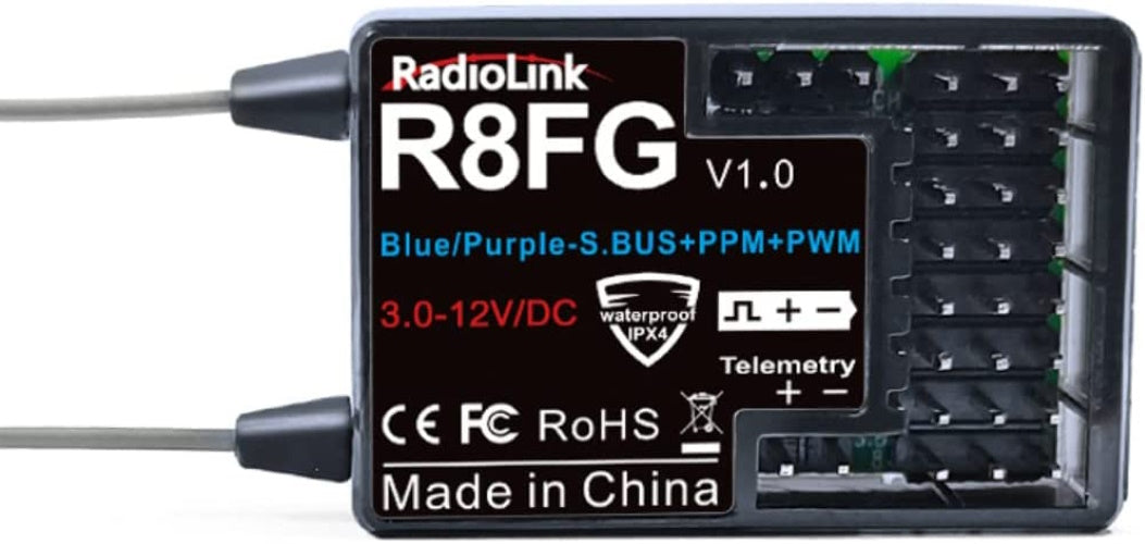 RadioLink 2.4Ghz R8FG v2.0 8 Channels Gyro Receiver w Voltage Telemetry Long Range Control